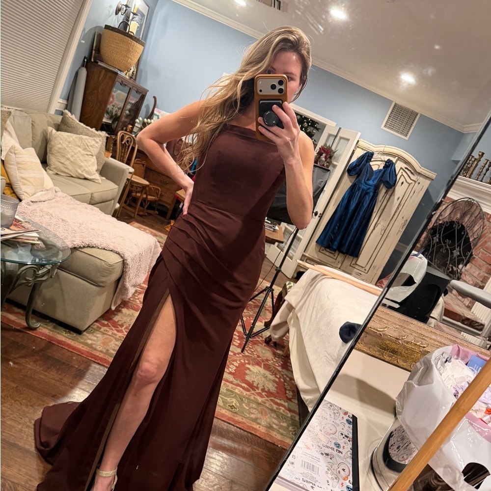 Stunning Deep Brown Formal Maxi Gown